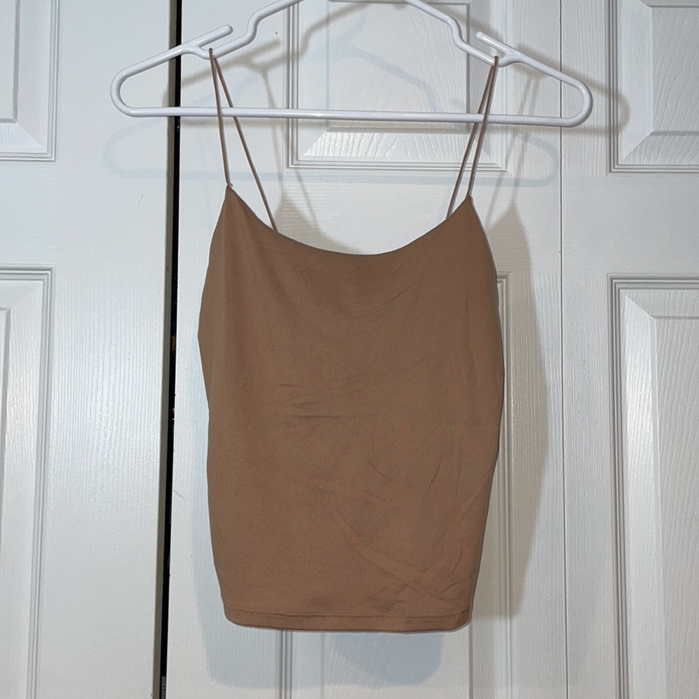 Brown Spaghetti String Tank Top
